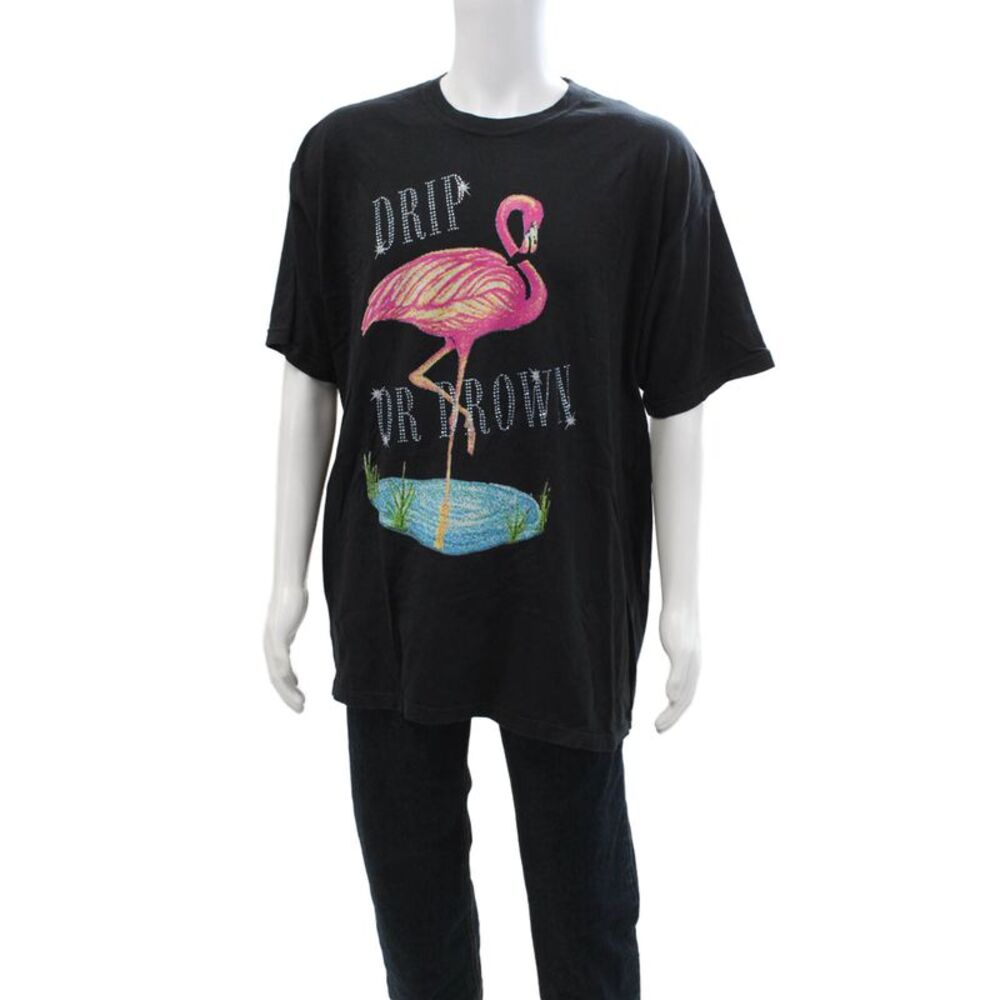 Webster Mens Black Cotton Blend Graphic Bird Crew Neck T-Shirt Size XL
